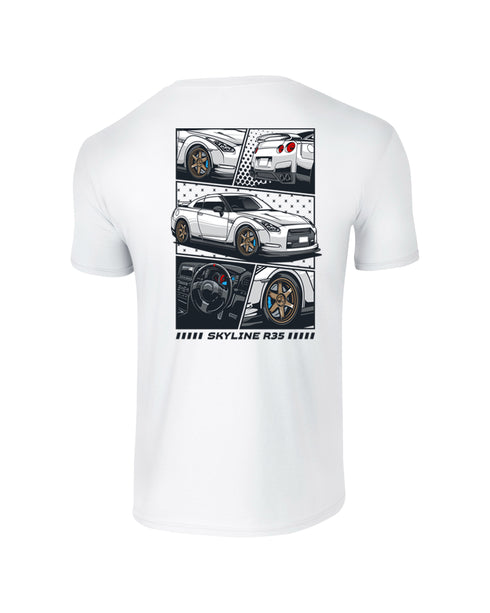 JDM T-Shirt Japanese Modified Automotive Street Drift Drag Race Car Skyline R35 Collage 20